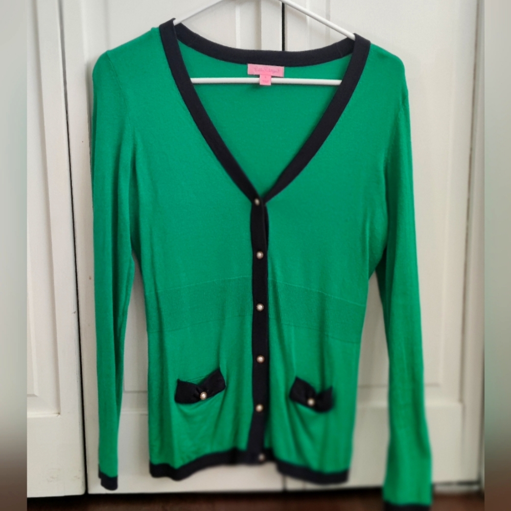Lilly Pulitzer Color Block Cardigan, Small - Picture 2 of 4